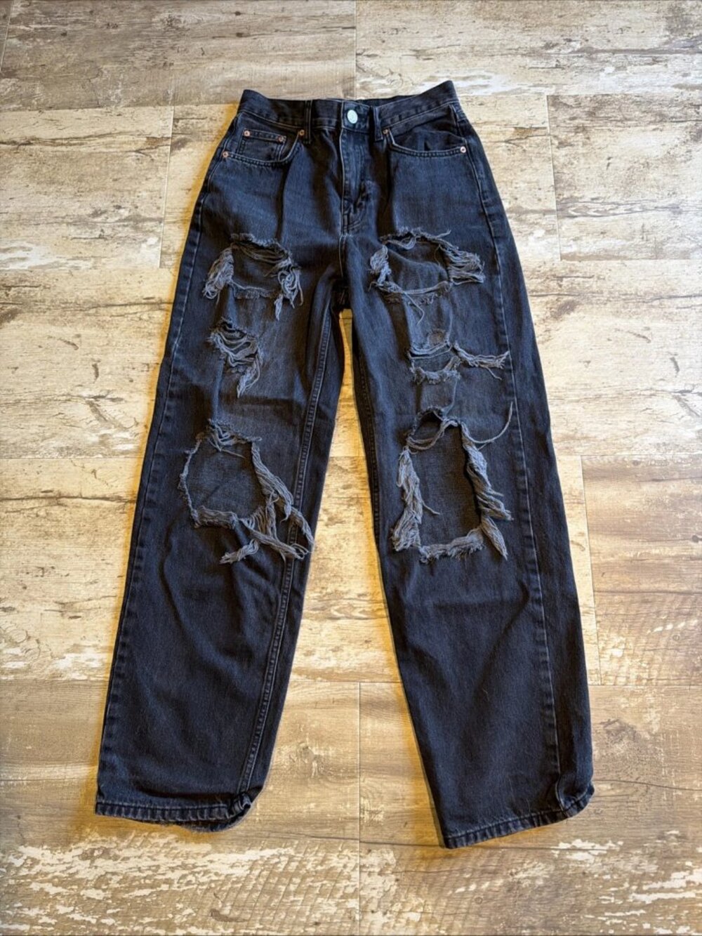BDG High Rise Baggy Distressed Black Jeans Y2K Women’s 28